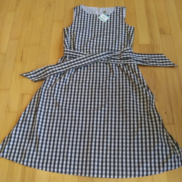 NWT Anne Klein Gingham Check Midi Dress size 16
